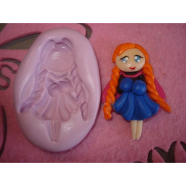 Stampino in silicone per Fimo ANNA FROZEN"CIRCA 4,9CM