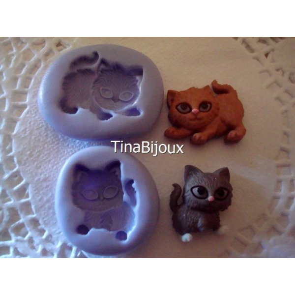 STOCK 2PZ STAMPINO SILICONE GATTO GATTI COD.A per FIMO PASTA dI ZUCCHERO  ALTRO - Tina Bijoux