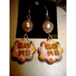 N.1 PAIO ORECCHINI IN FIMO "BISCOTTI CON GLASSA EAT ME"