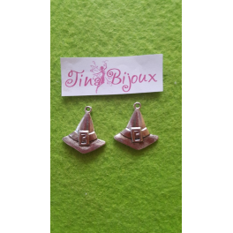 N.1CHARMS/CIONDOLO "Cappello Strega" da 2,4cm ARGENTO TIBETANO