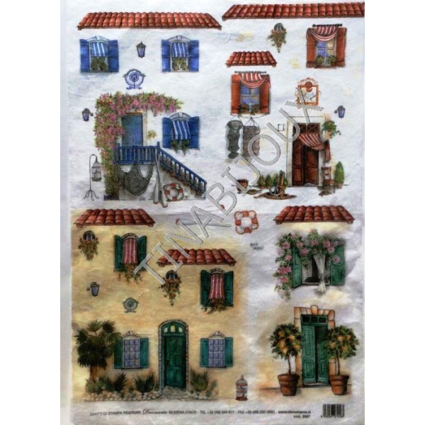 CARTA DI RISO PER TEGOLA E DECOUPAGE COD.5217 FACCIATE CASE 30X42CM -  Tina Bijoux